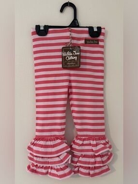 NWT Matilda Jane Benny Ruffled Pink Striped Pants Sz 18-24 Months